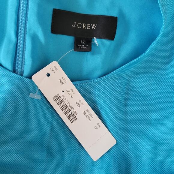J. Crew Dress Re-Imagined Structured Linen Blend Sheath Monaco Blue 12 - Picture 2 of 7